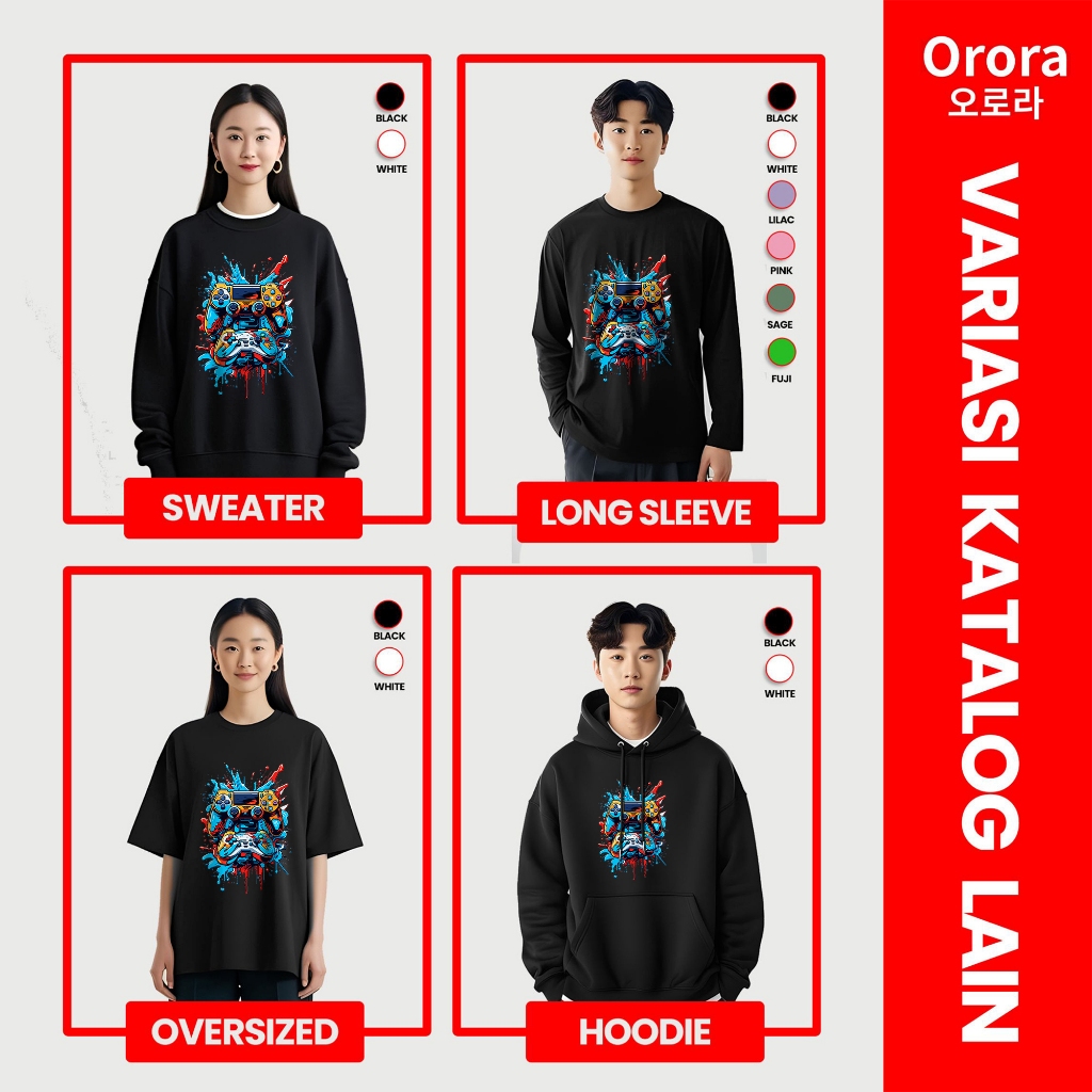 Orora Kaos Pria Dewasa Stik Gaming Gamers - T-shirt Unisex Baju Lengan Pendek Atasan ORGM 01