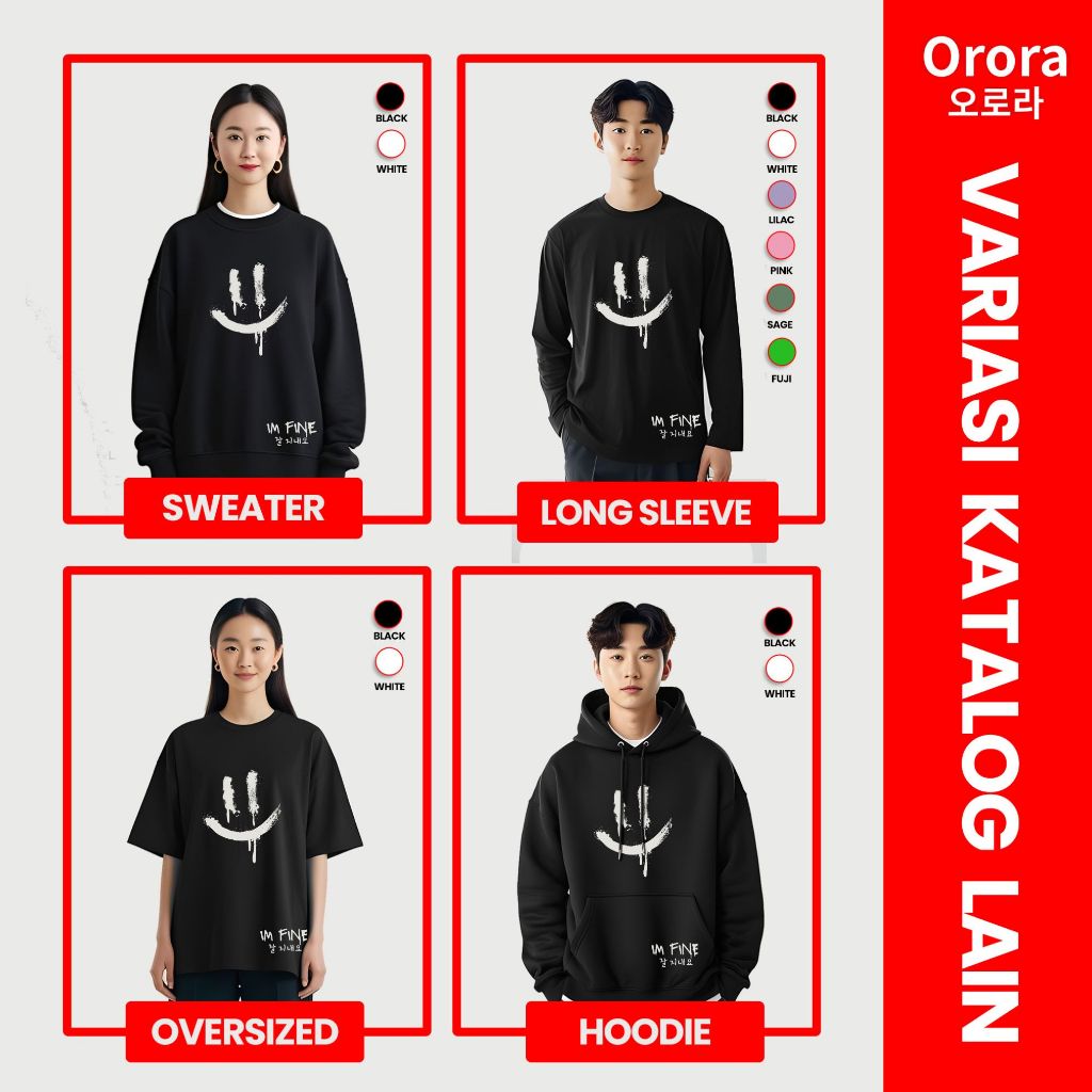 Orora Kaos Pria Lengan Pendek Korea Im Fine - T-shirt Unisex Baju Sablon High Quality ORKL 28