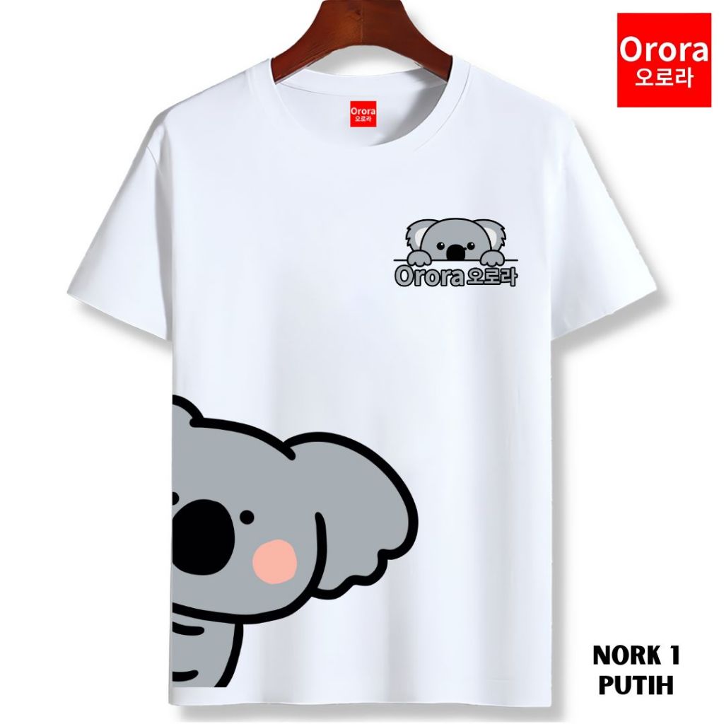 ORORA Kaos Lengan Pendek Distro Korean CUTE KOALA 3 Dimensi - Baju Distro Pria Atasan Wanita NORK 1