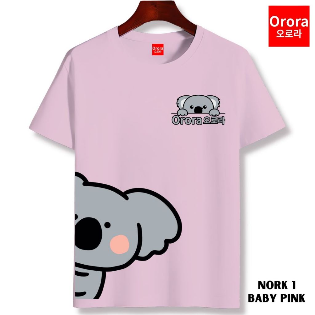 ORORA Kaos Lengan Pendek Distro Korean CUTE KOALA 3 Dimensi - Baju Distro Pria Atasan Wanita NORK 1