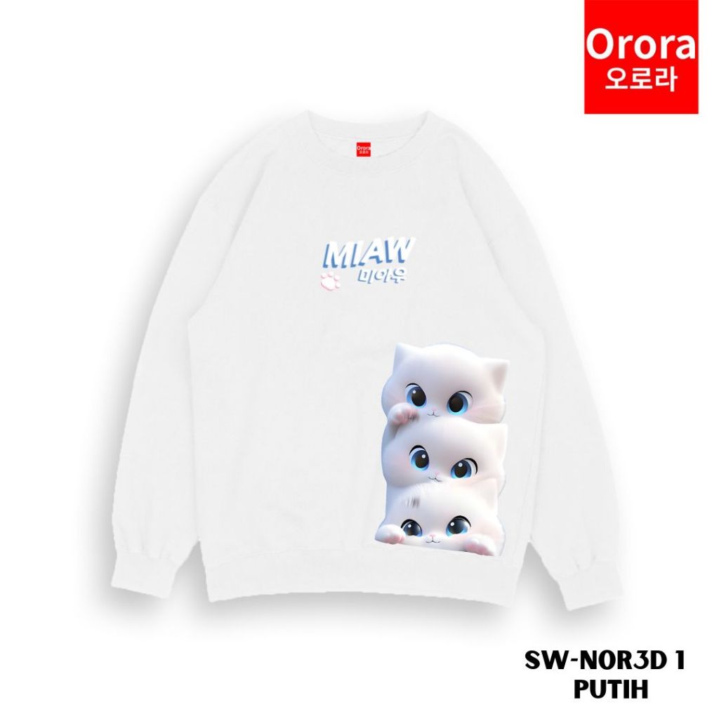 Orora Sweater Distro Premium Korea 3D Miaw Cat - SW NOR3D 1
