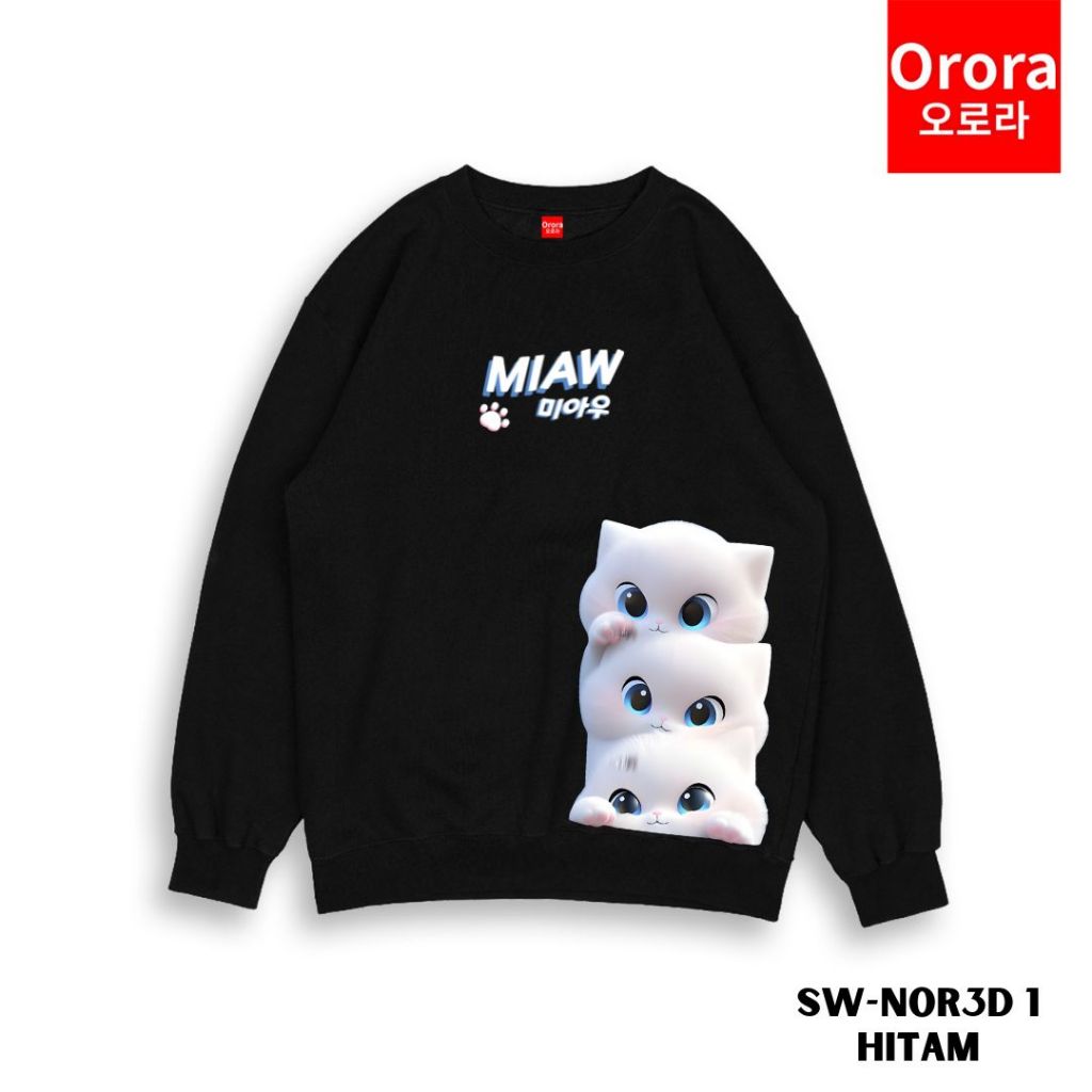 Orora Sweater Distro Premium Korea 3D Miaw Cat - SW NOR3D 1