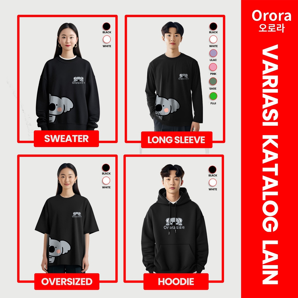 ORORA Kaos Oversize Distro Premium 3D Korean CUTE KOALA 3 Dimensi - OV NORK 1
