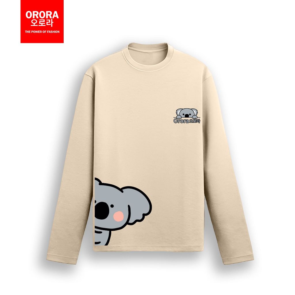 ORORA Kaos Pria Lengan Panjang Distro Korea Cute Koala - Kaos Baju Unisex Lengan Panjang KP NORK 1