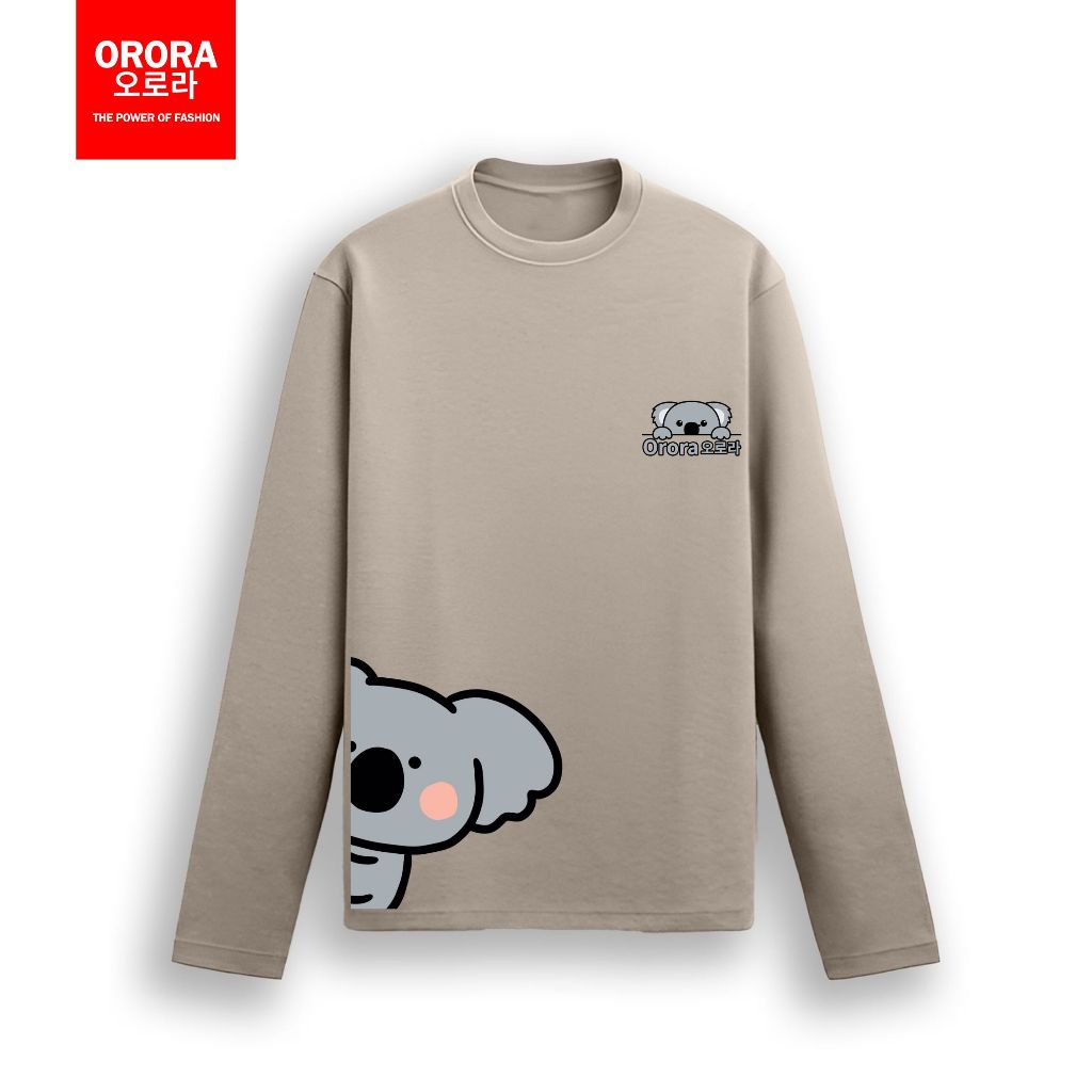 ORORA Kaos Pria Lengan Panjang Distro Korea Cute Koala - Kaos Baju Unisex Lengan Panjang KP NORK 1