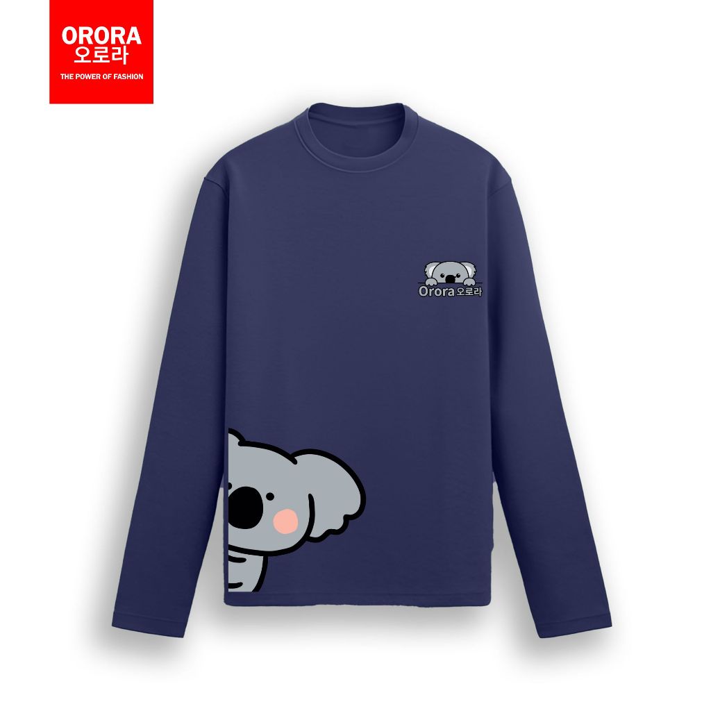 ORORA Kaos Pria Lengan Panjang Distro Korea Cute Koala - Kaos Baju Unisex Lengan Panjang KP NORK 1