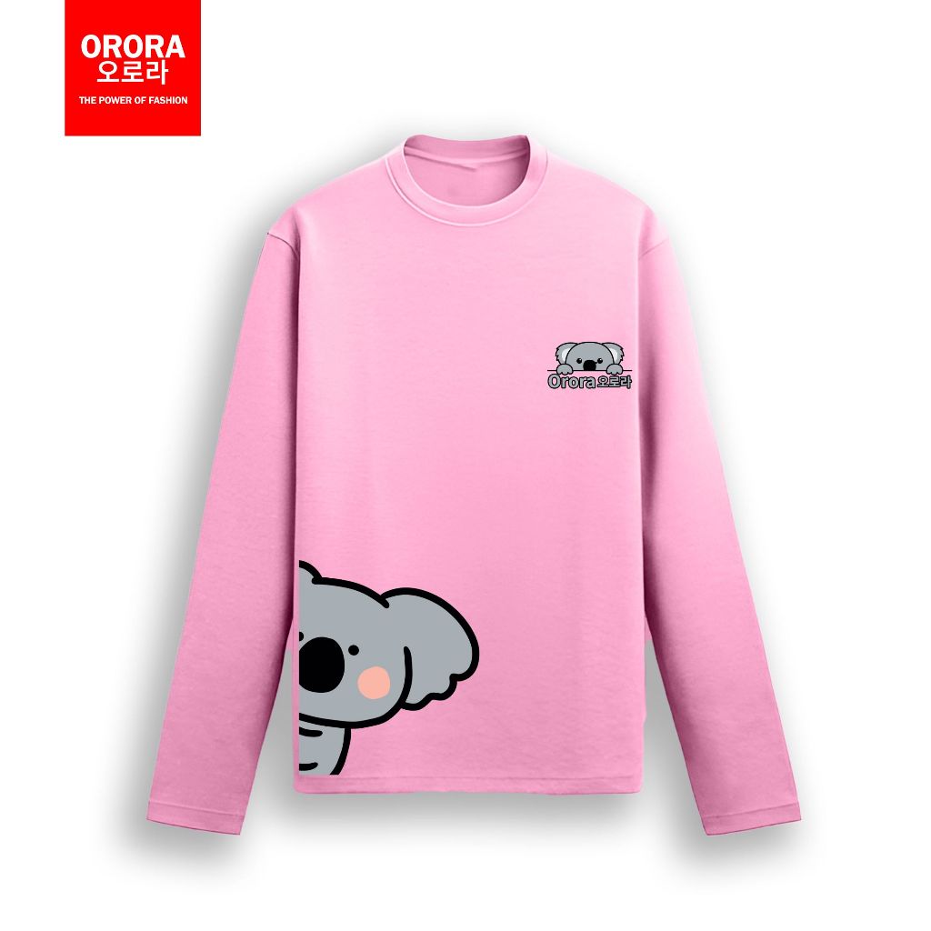 ORORA Kaos Pria Lengan Panjang Distro Korea Cute Koala - Kaos Baju Unisex Lengan Panjang KP NORK 1