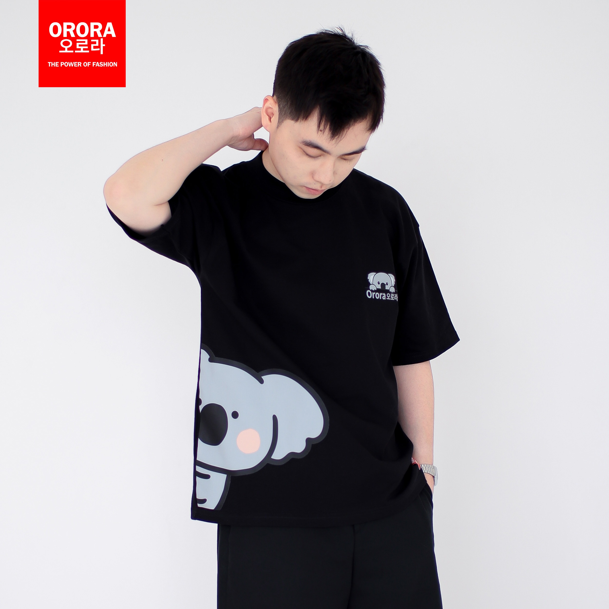 ORORA Kaos Lengan Pendek Distro Korean CUTE KOALA 3 Dimensi - Baju Distro Pria Atasan Wanita NORK 1