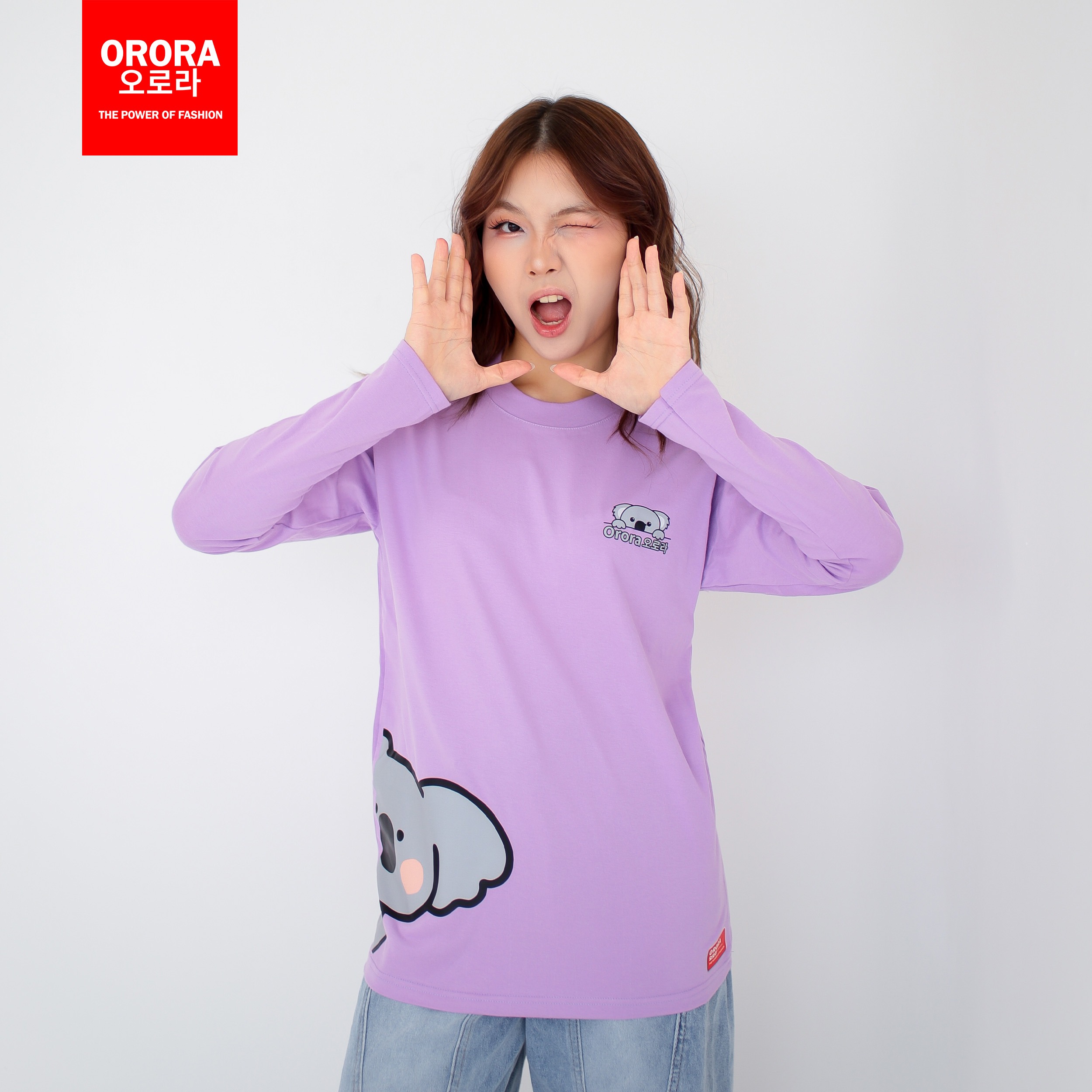 ORORA Kaos Pria Lengan Panjang Distro Korea Cute Koala - Kaos Baju Unisex Lengan Panjang KP NORK 1
