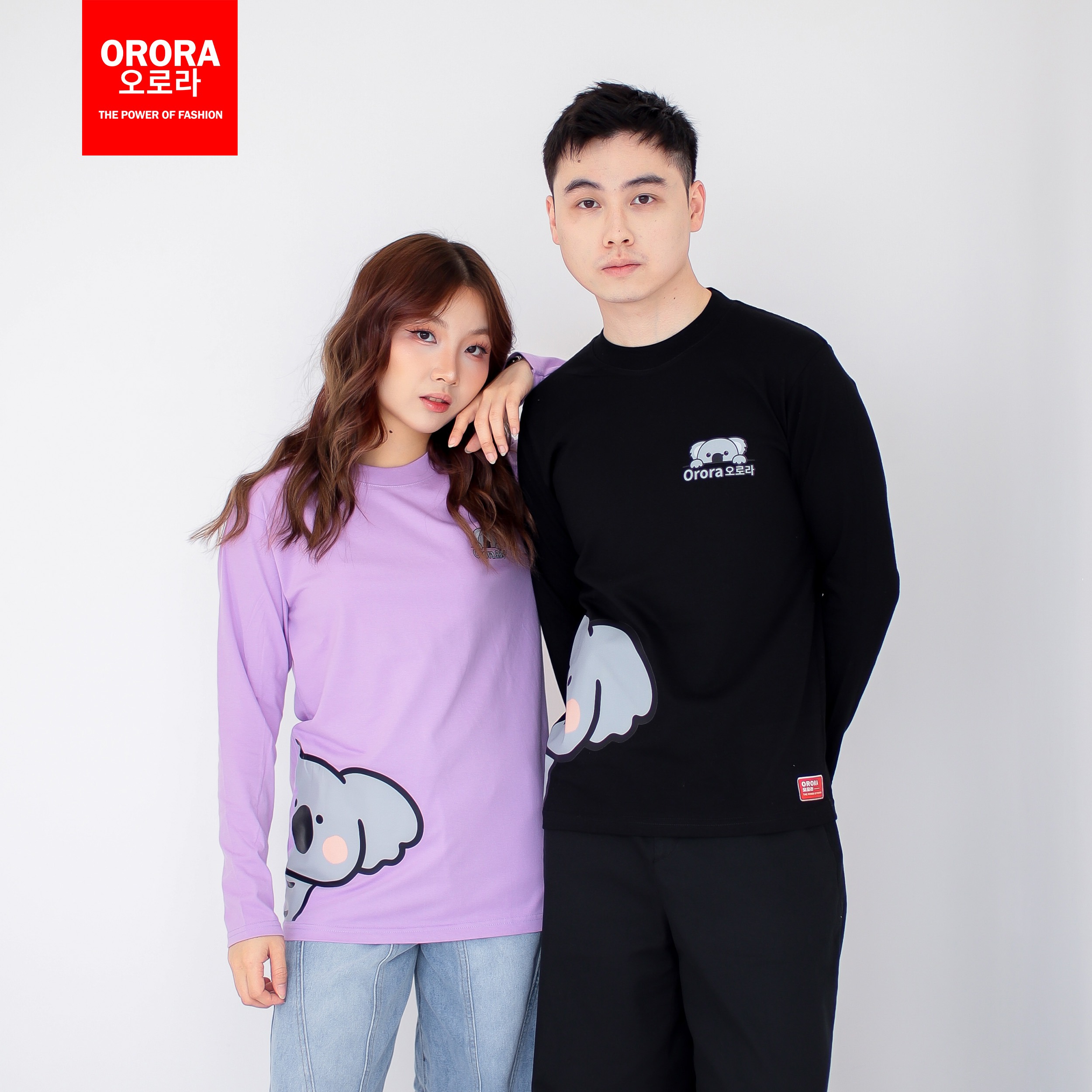 ORORA Kaos Pria Lengan Panjang Distro Korea Cute Koala - Kaos Baju Unisex Lengan Panjang KP NORK 1