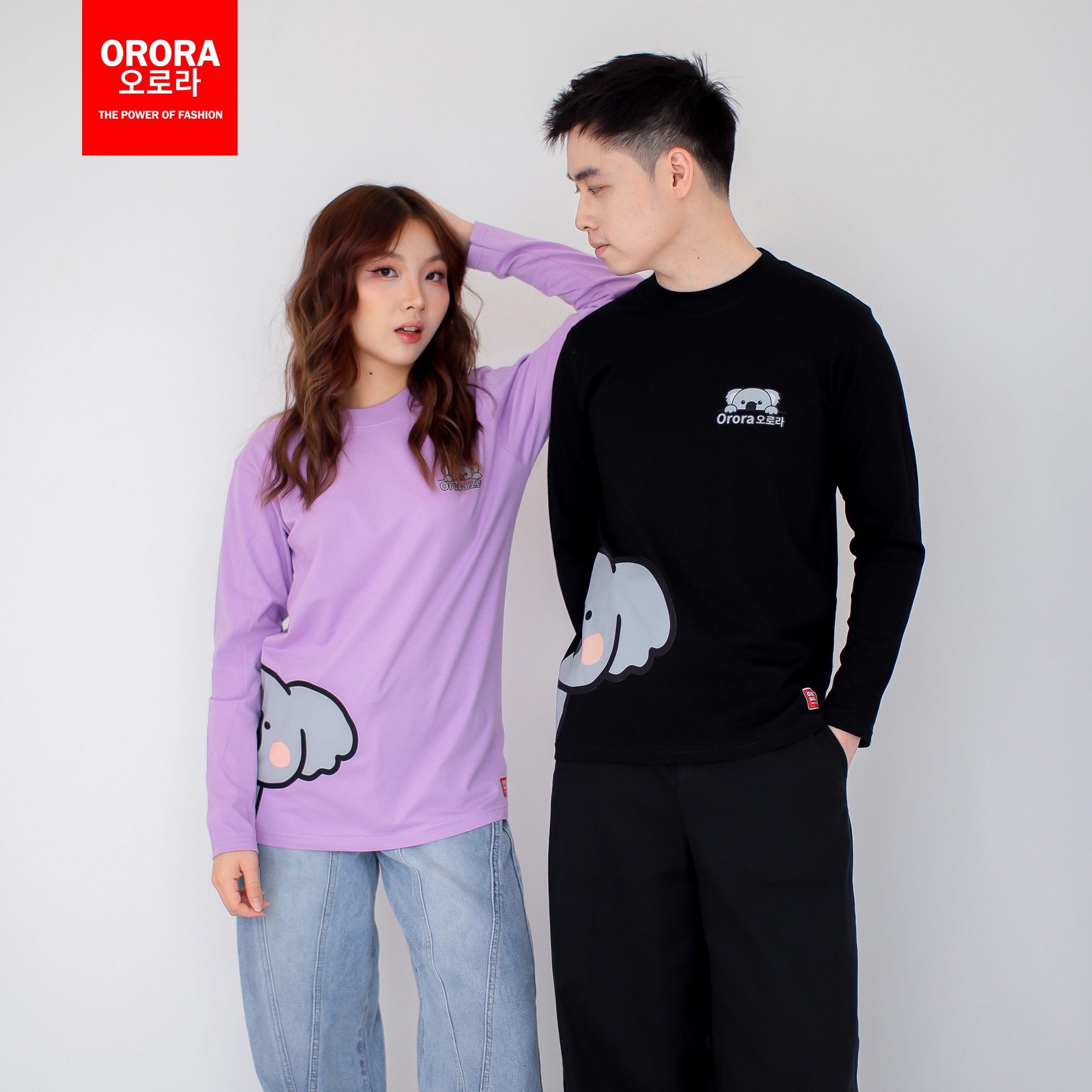 ORORA Kaos Pria Lengan Panjang Distro Korea Cute Koala - Kaos Baju Unisex Lengan Panjang KP NORK 1