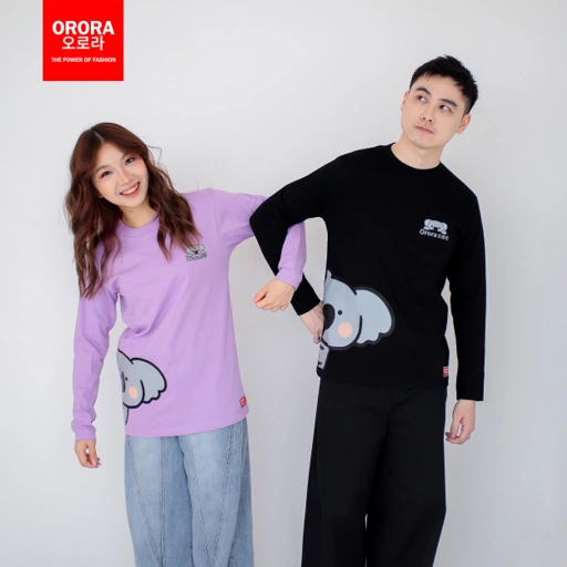 Image of ORORA Kaos Pria Lengan Panjang Distro Korea Cute Koala -  Kaos Baju Unisex Lengan Panjang KP NORK 1