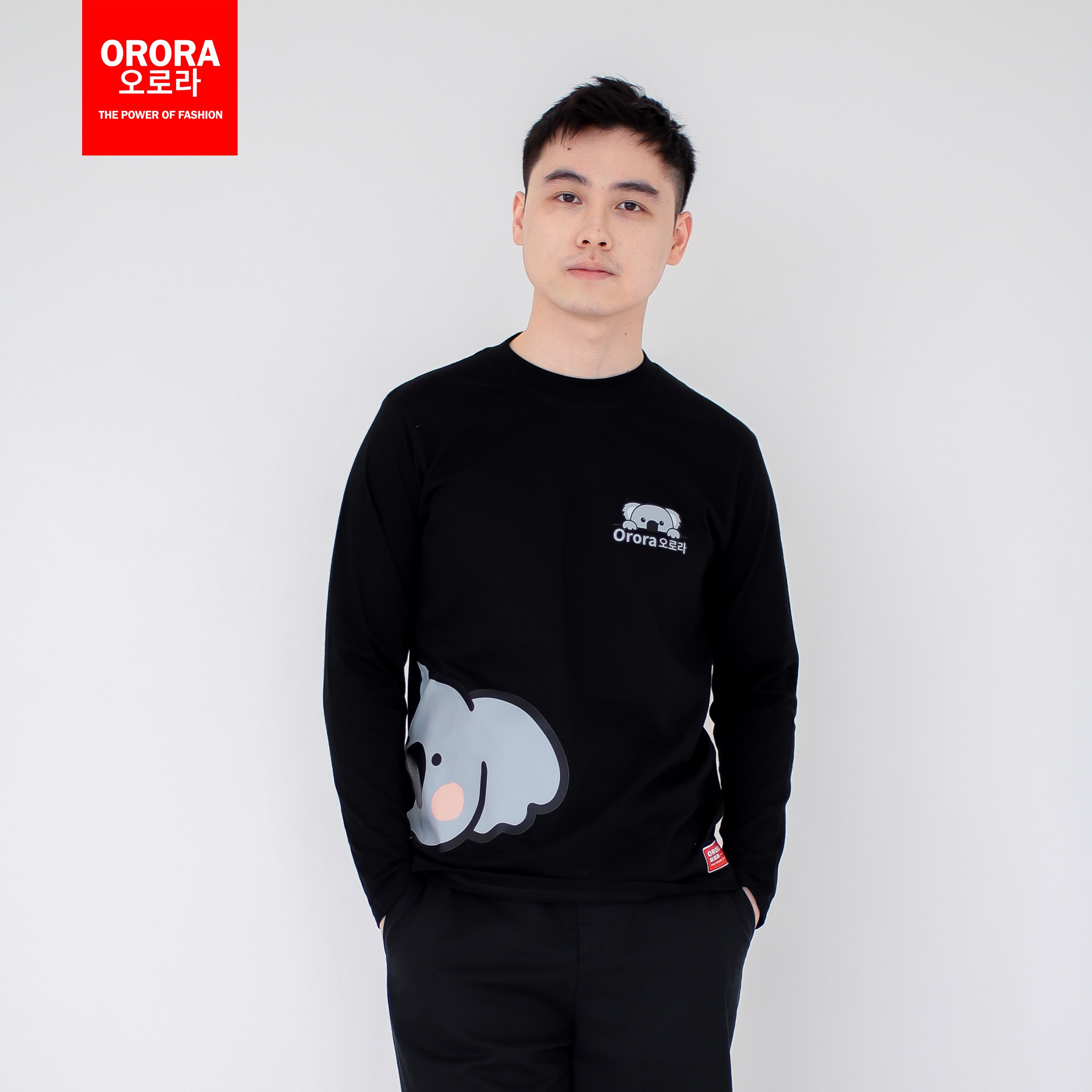 ORORA Kaos Pria Lengan Panjang Distro Korea Cute Koala - Kaos Baju Unisex Lengan Panjang KP NORK 1