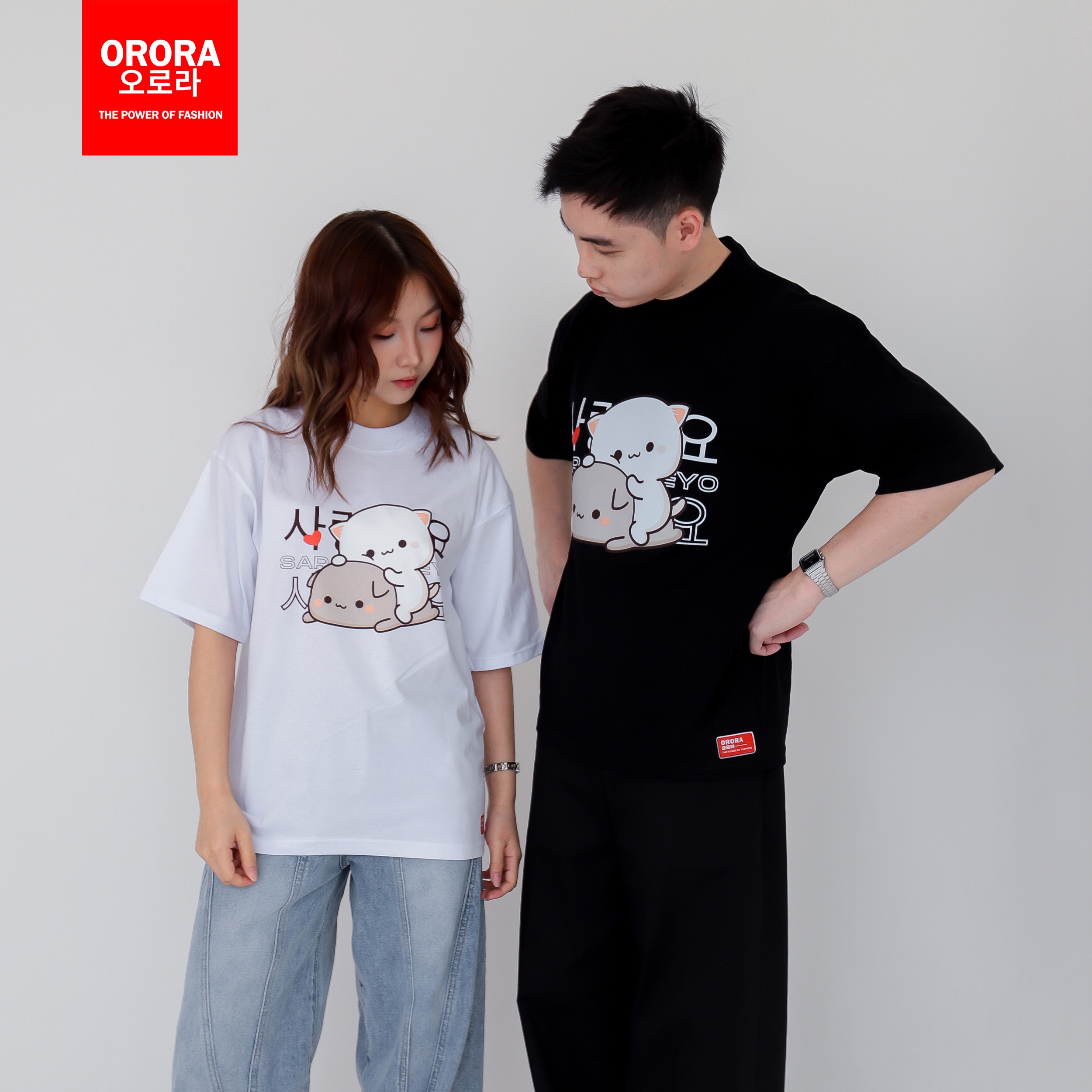 Orora Kaos Lengan Pendek Pria Wanita Korea Cute Cat - T-shirt Cotton Combed 24s High Quality ORKL 67