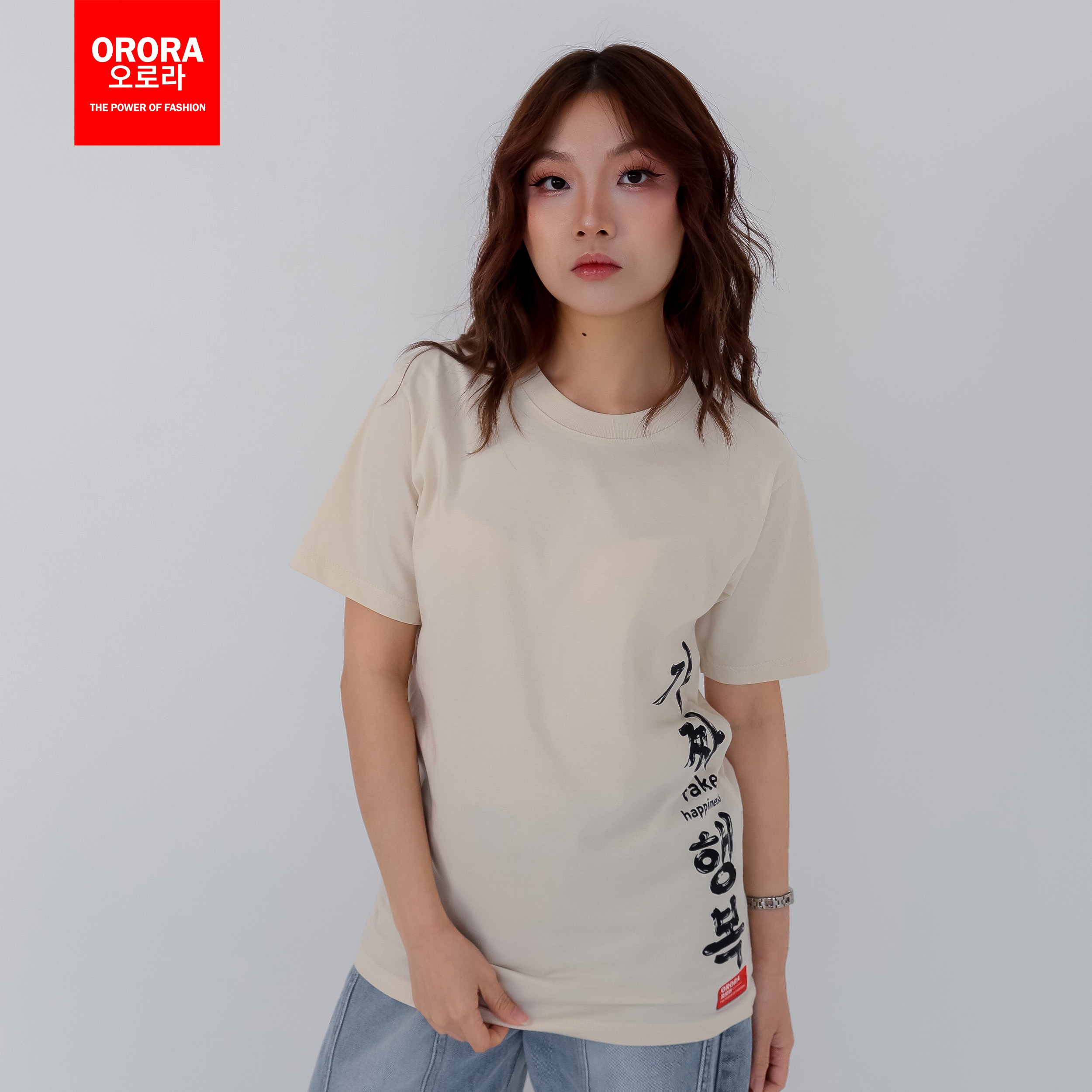 Orora Kaos Pria Lengan Pendek Korea Art Fake Happines - Baju Distro T-shirt Pria Atasan ORKL 75