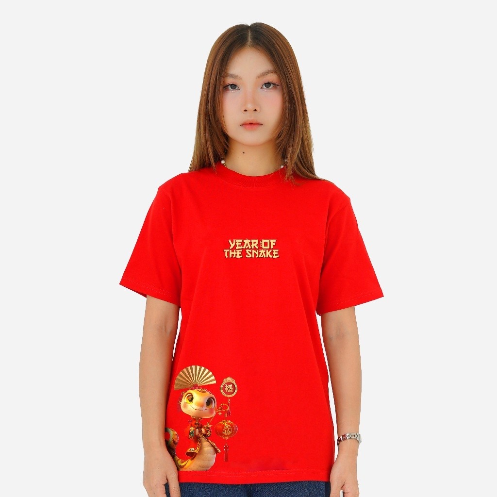 Orora Kaos Imlek Chinese New Year Merah 3D Gold Snake unisex - Lengan pendek lengan panjang NORC 2