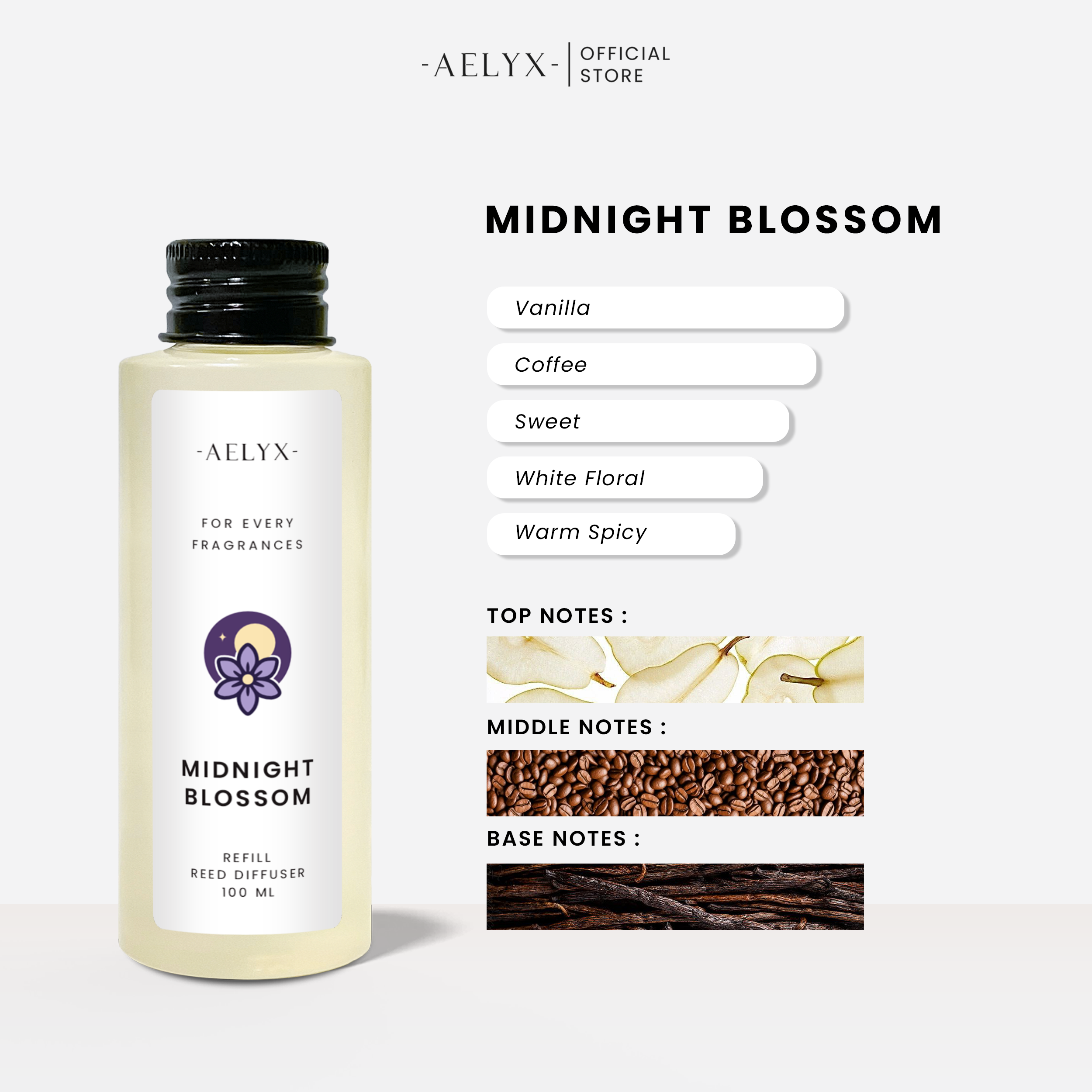Aelyx Refill Reed Diffuser Midnight Blossom 100ml