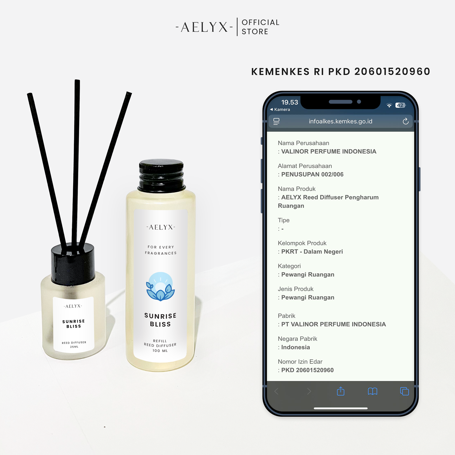 Aelyx Bundle Diffuser Sunrise Bliss 125ml