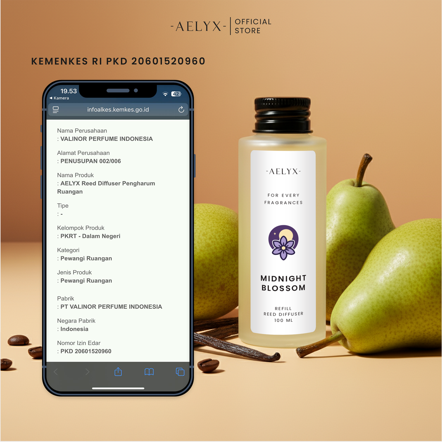 Aelyx Refill Reed Diffuser Midnight Blossom 100ml