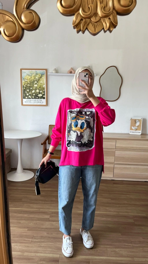 Image of Tshirt LS Fuschia Donald Glasses