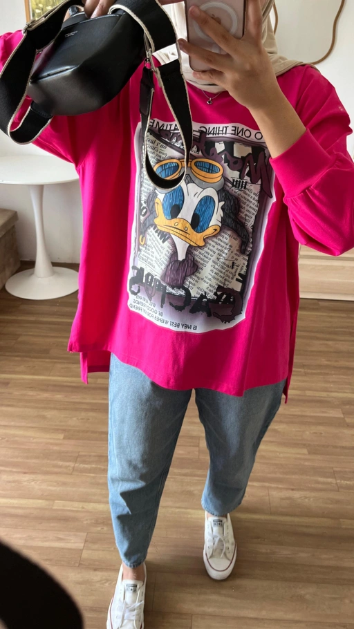 Image of Tshirt LS Fuschia Donald Glasses