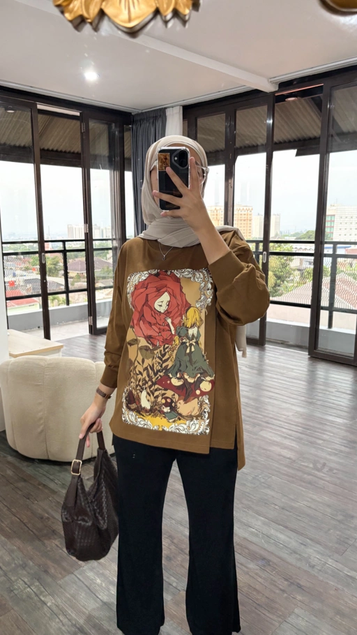 Image of Tshirt LS Brown Sad Flower