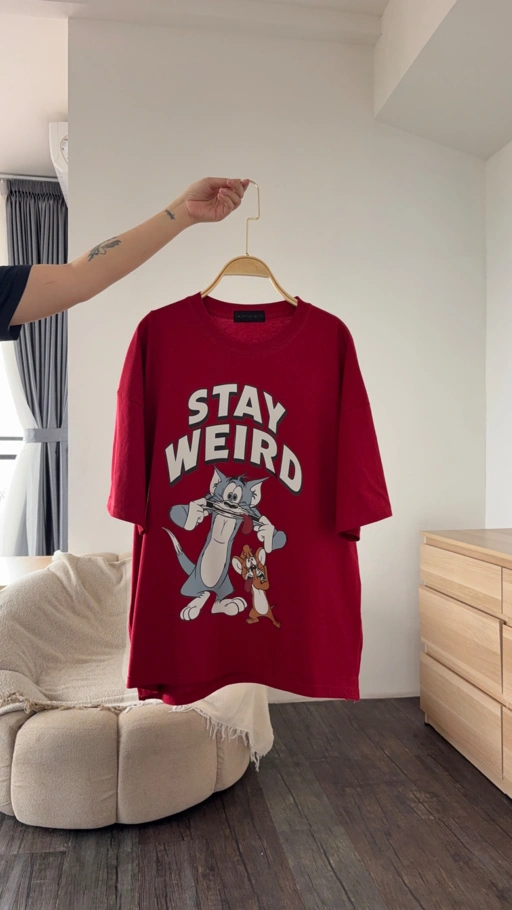 Image of Tshirt OV Tom Jerry Stay Maroon