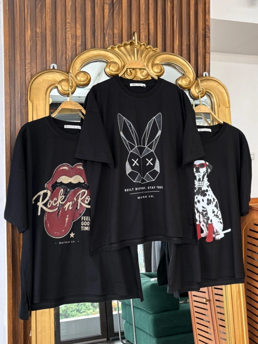 Tshirt OV Black (Oversize Wanita ada belahan disamping)