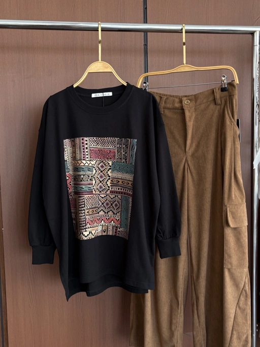 Tshirt LS Black (Motif Pilihan)