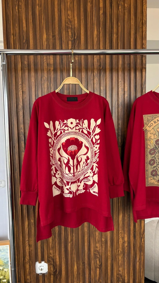 Image of Tshirt LS Flower Maroon