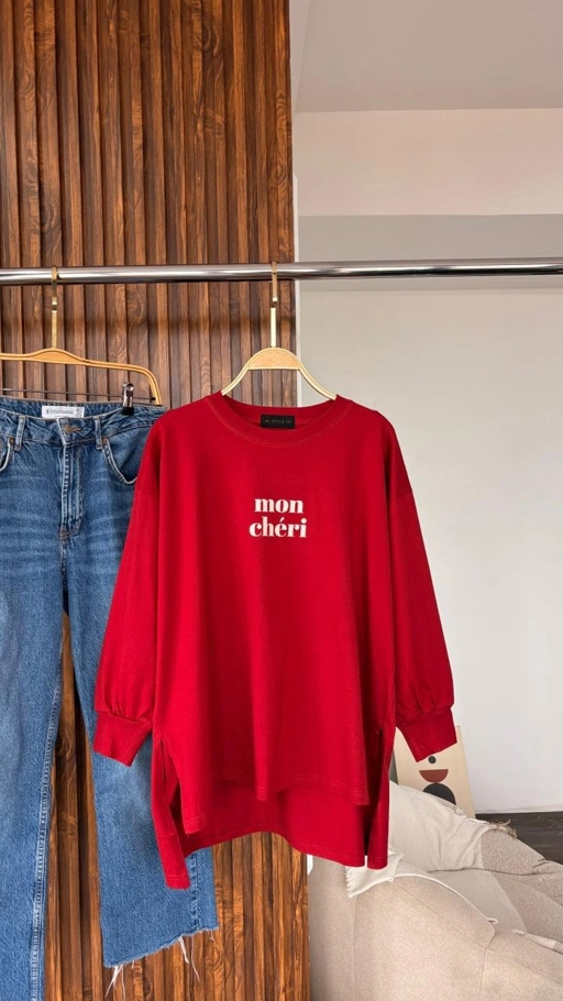 Image of Tshirt LS Mon Cheri Maroon