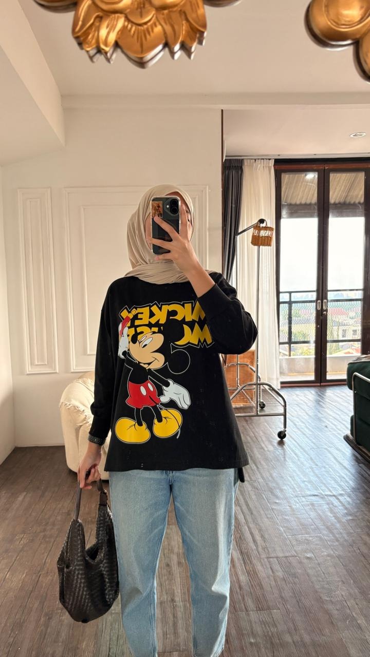 Tshirt LS Black Mickey