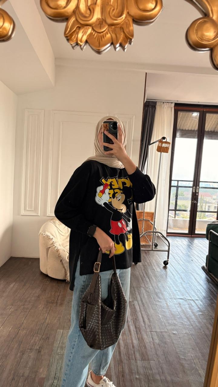 Tshirt LS Black Mickey