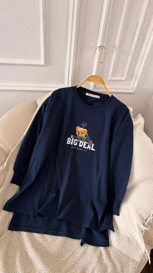 Image of Tshirt LS Navy Teddy Big Deal