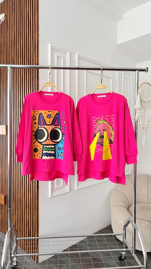Image of Tshirt LS Fushcia Art