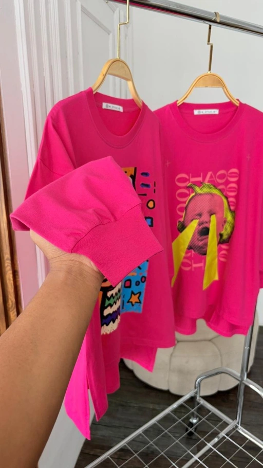 Image of Tshirt LS Fushcia Art