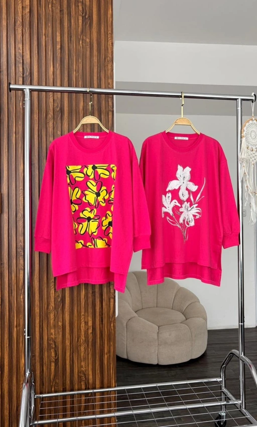 Image of Tshirt LS Fushcia Flower