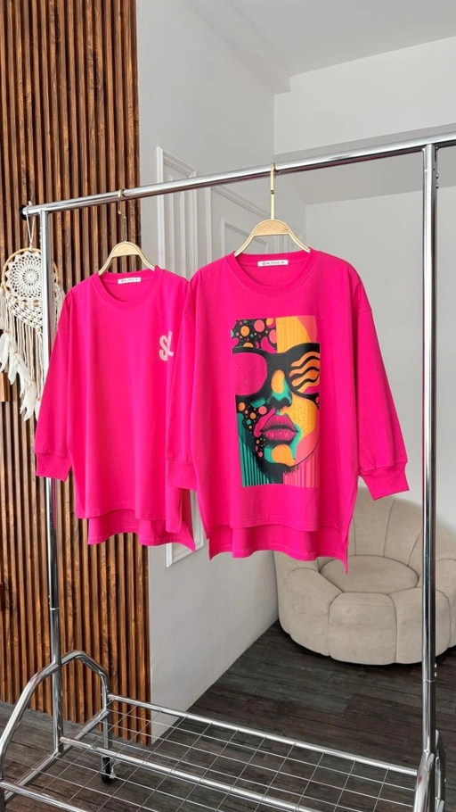 Image of Tshirt LS Fushcia CF Glasses