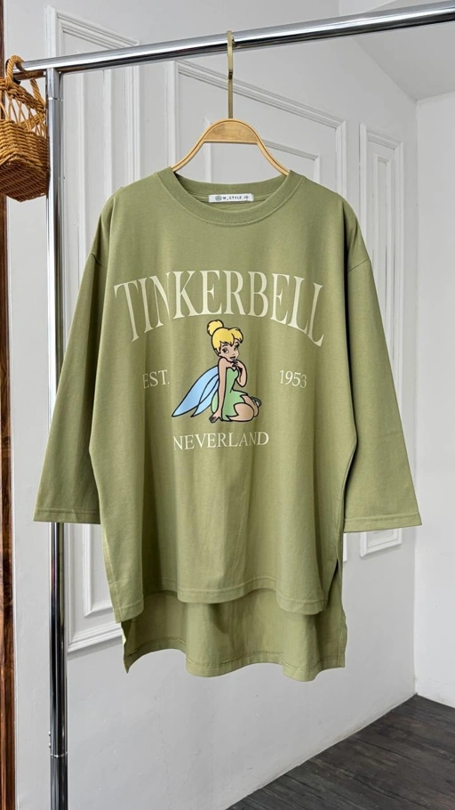 Image of Tshirt Tee Olive Tinkerbell