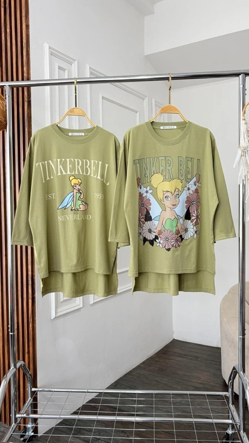 Image of Tshirt Tee Olive Tinkerbell
