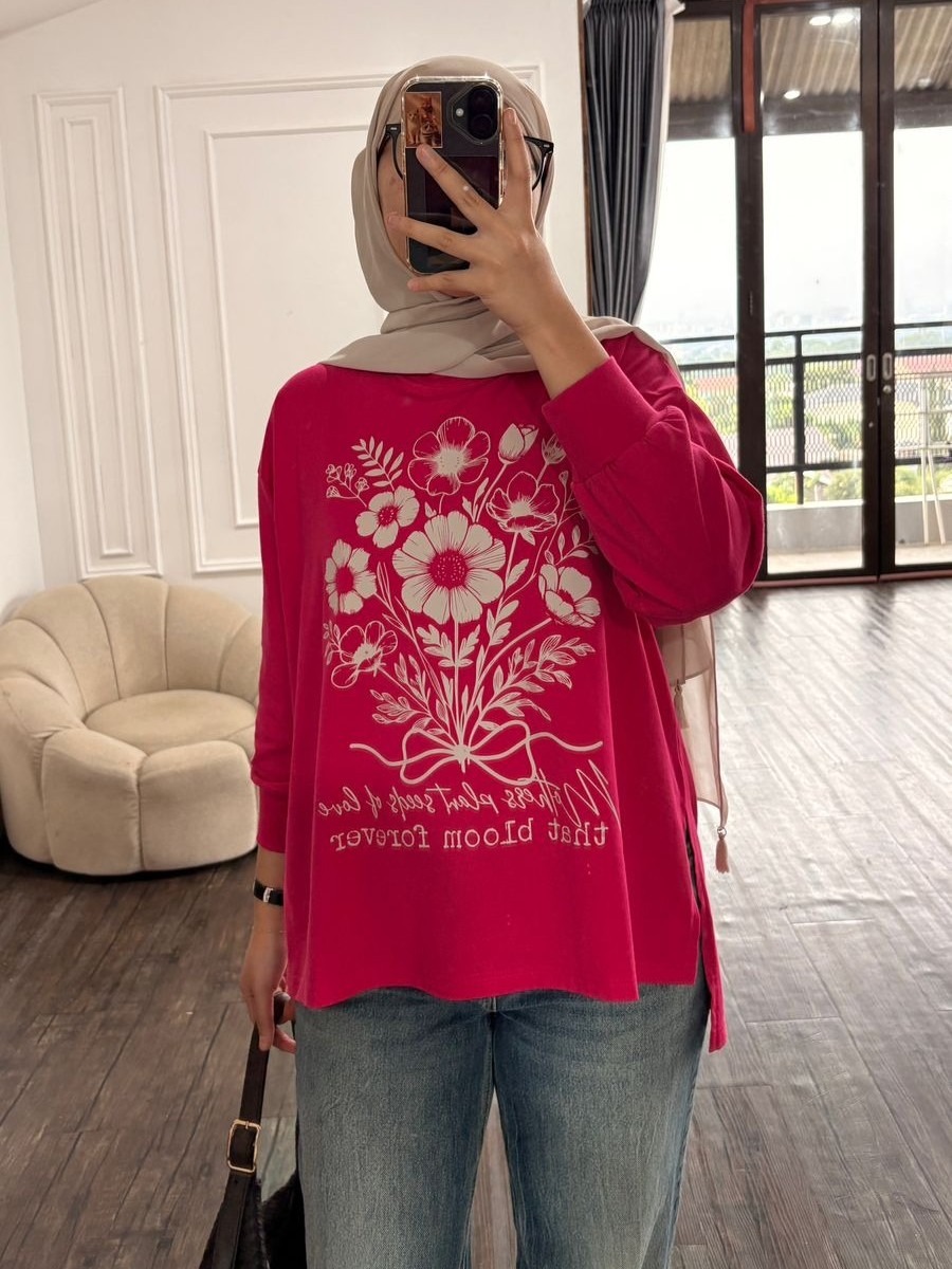 Tshirt LS Fuschia (Nyaman&Best Seller)