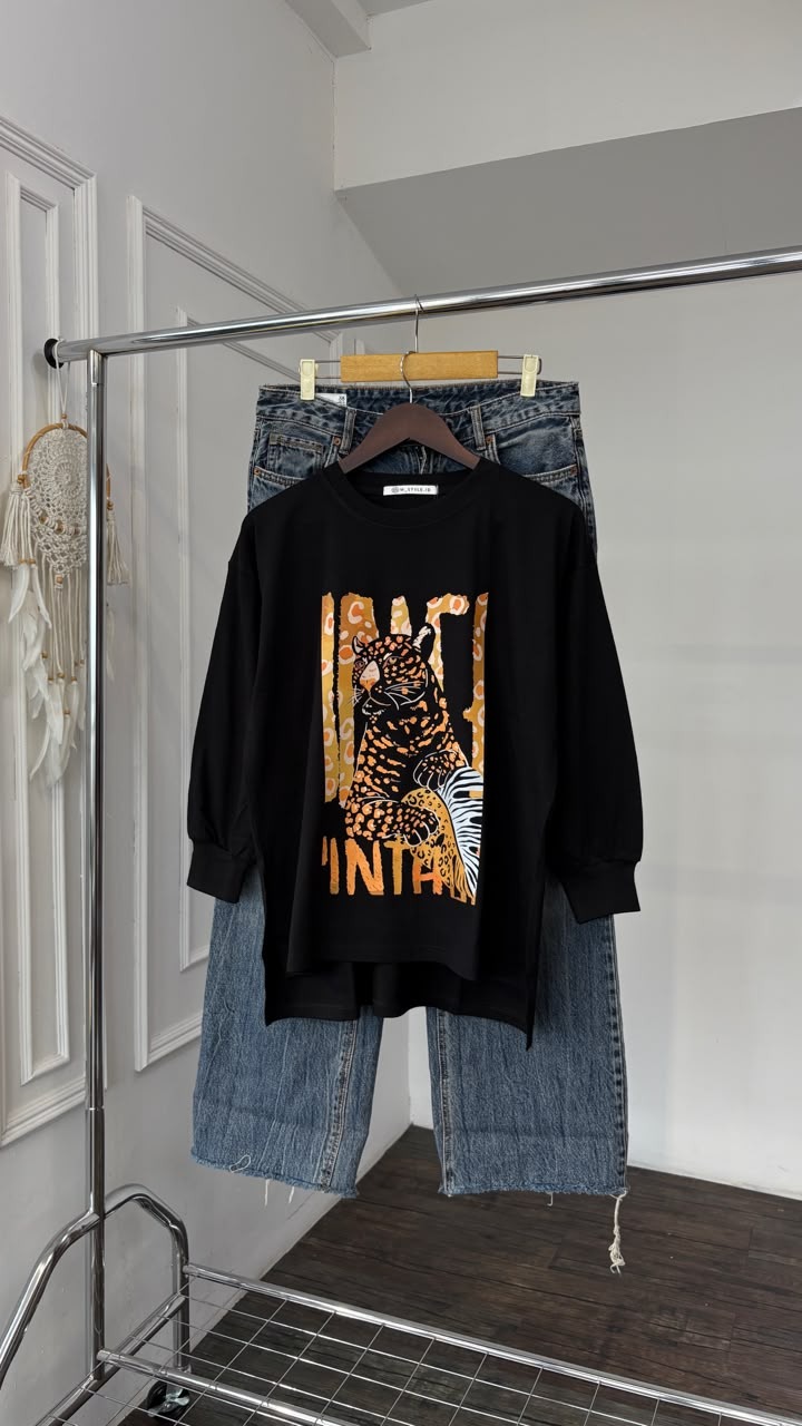 Tshirt LS Black (Motif Pilihan)