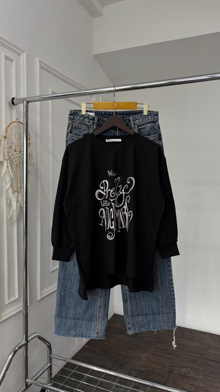 Tshirt LS Black (Motif Pilihan)