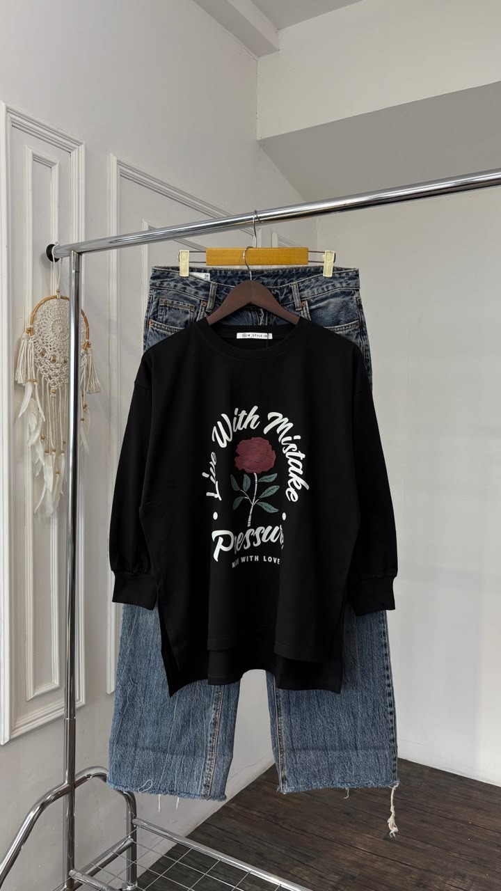 Tshirt LS Black (Motif Pilihan)