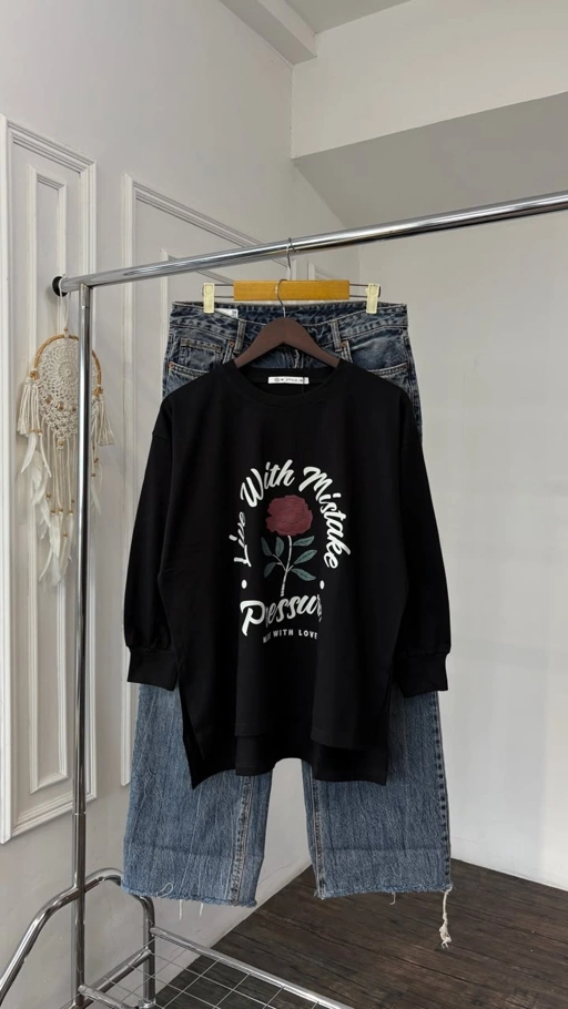 Tshirt LS Black (Motif Pilihan)