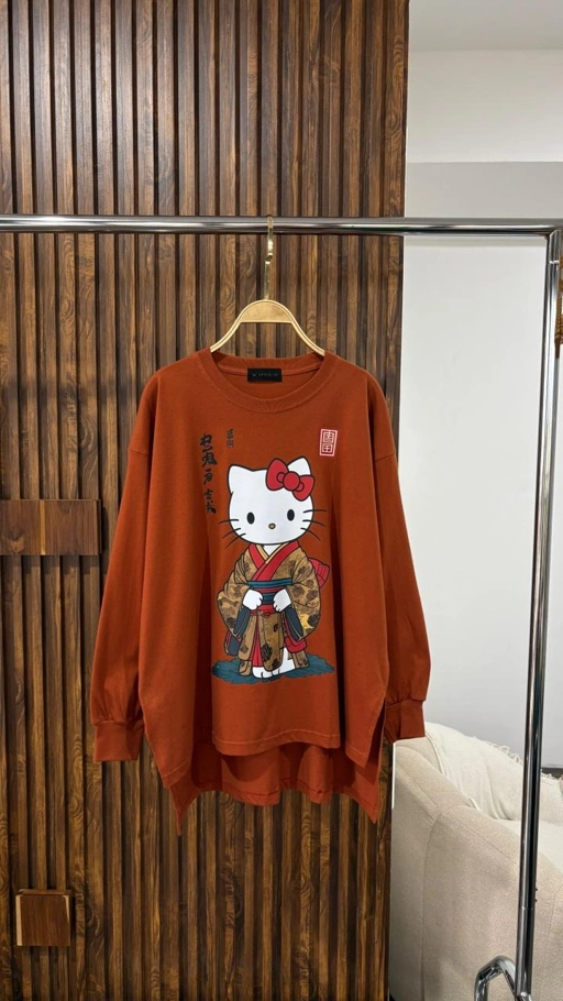 Image of Tshirt LS Terracotta Hello Kimono