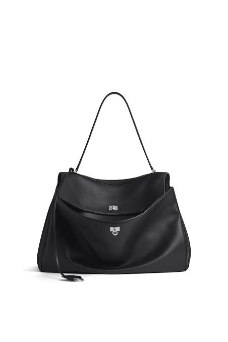 OSLO BLACK SILVER HARDWARE BAG WITH GENUINE LEATHER