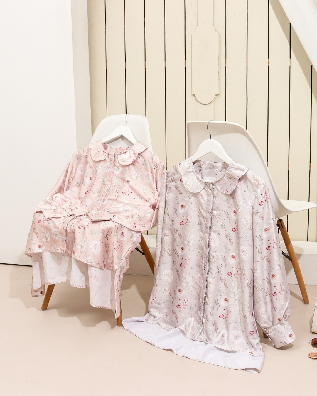 Camellia Blouse Smoke Printing Motif Bunga