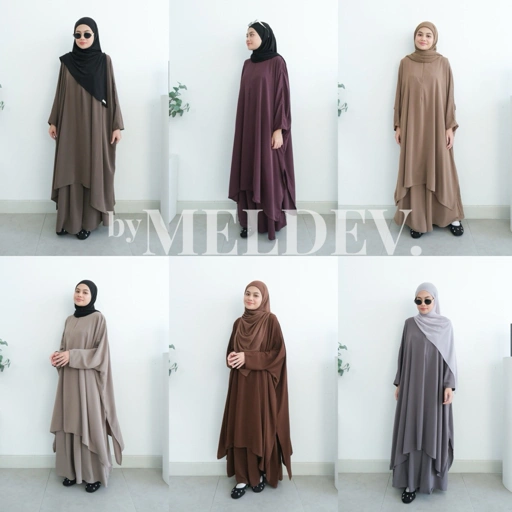 Image of ByMeldev Hafwah Batwing Cullote Set Setelan Daily dan Umroh