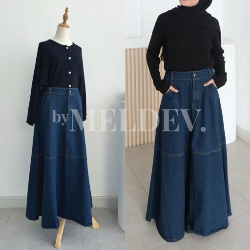 Image of ByMeldev A-Line Denim Skirt Rok Denim Premium